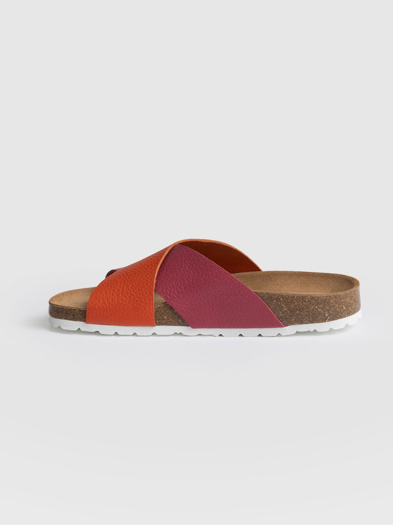 Cross Over Slides Orange & Pink - Women's Sandals | Saint + Sofia® EU