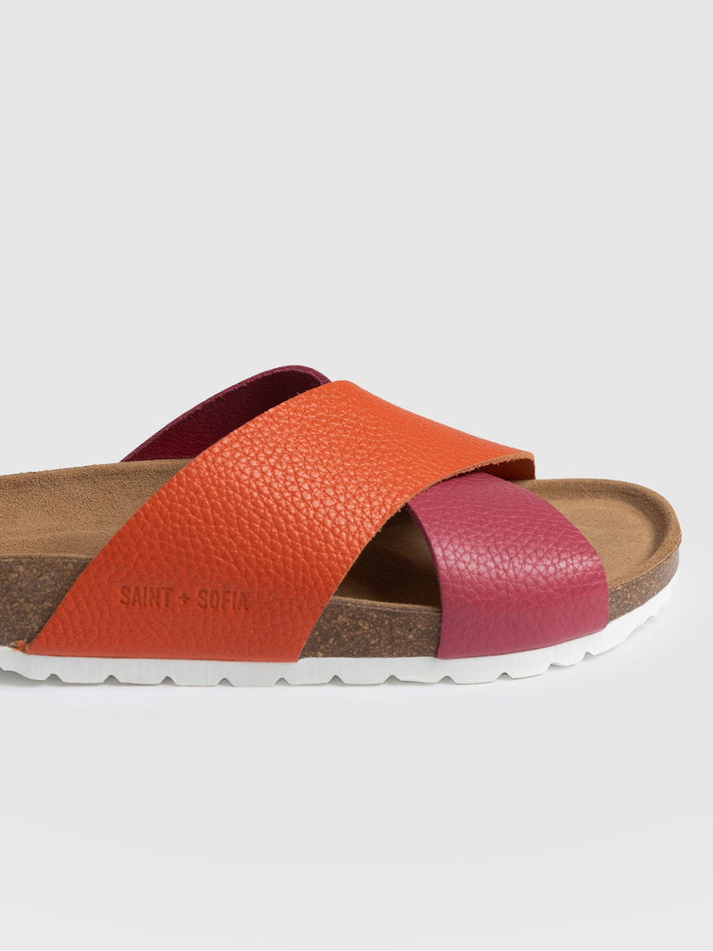 Cross Over Slides Orange & Pink - Women's Sandals | Saint + Sofia® EU