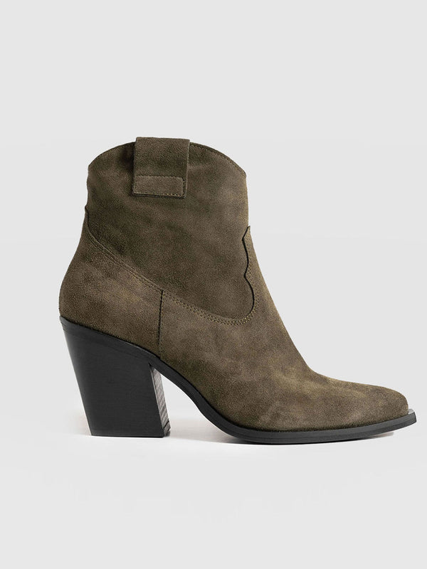 Dallas Mid Boot Khaki - Women's Leather Boots | Saint + Sofia® EU