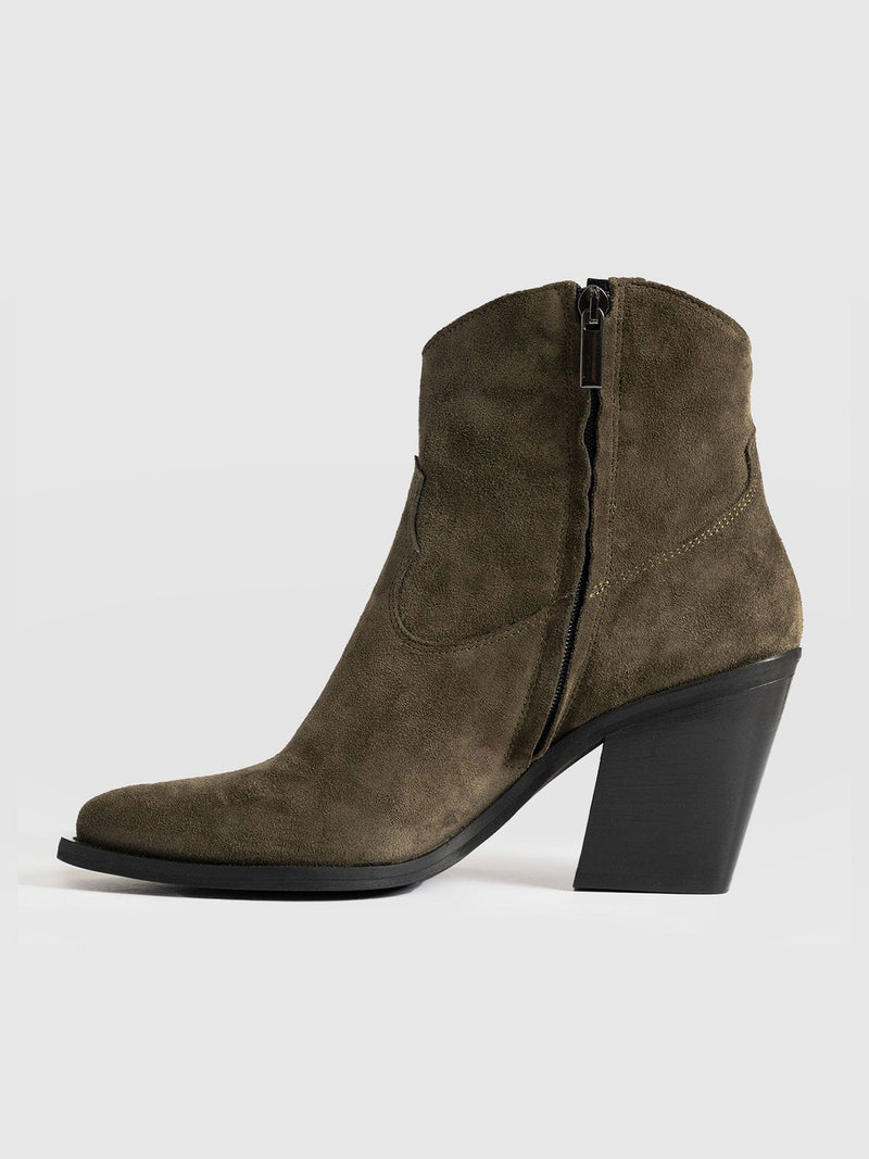 Dallas Mid Boot Khaki - Women's Leather Boots | Saint + Sofia® EU