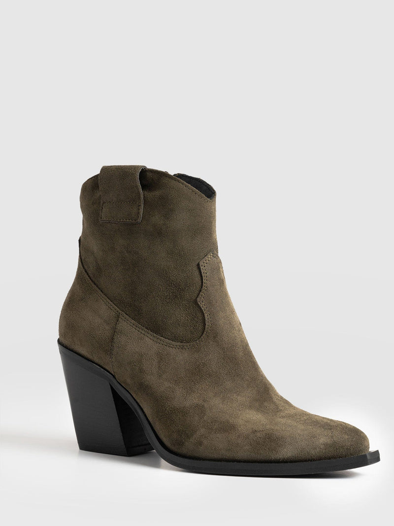 Dallas Mid Boot Khaki - Women's Leather Boots | Saint + Sofia® EU