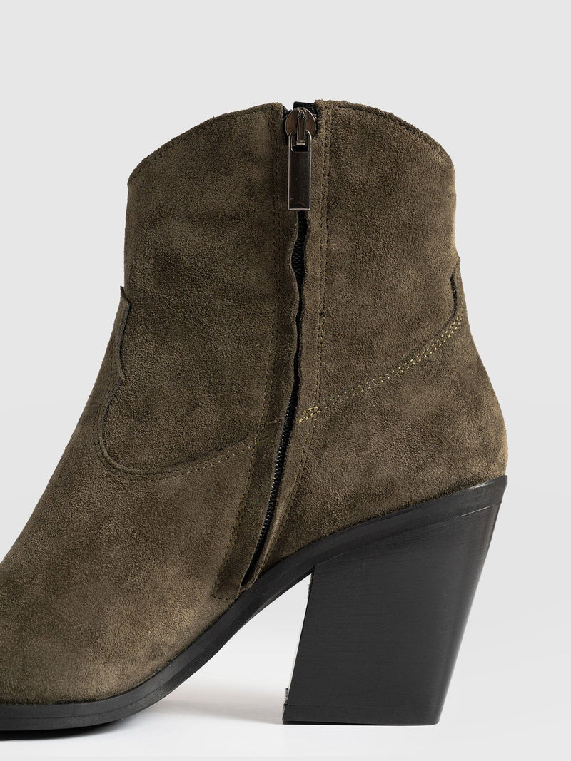 Dallas Mid Boot Khaki - Women's Leather Boots | Saint + Sofia® EU