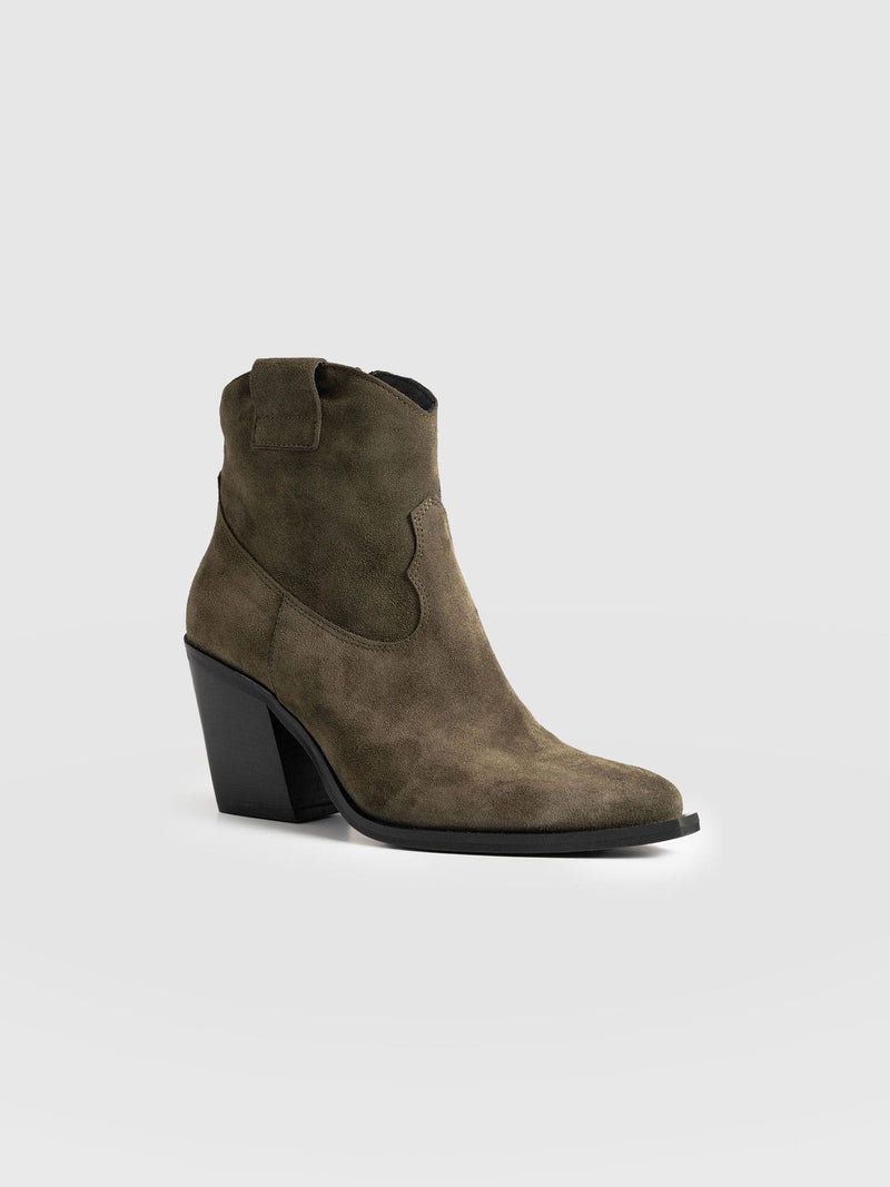 Dallas Mid Boot Khaki - Women's Leather Boots | Saint + Sofia® EU