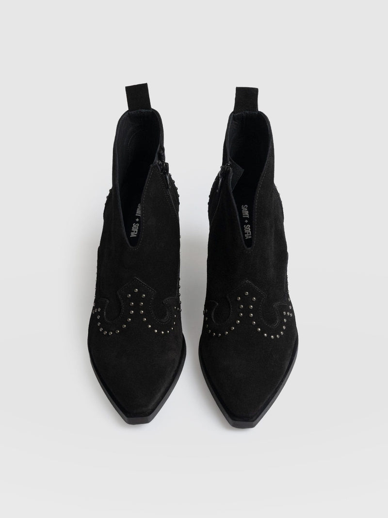 Dallas Studded Ankle Boot Black - Women's Leather Boots | Saint + Sofia® EU