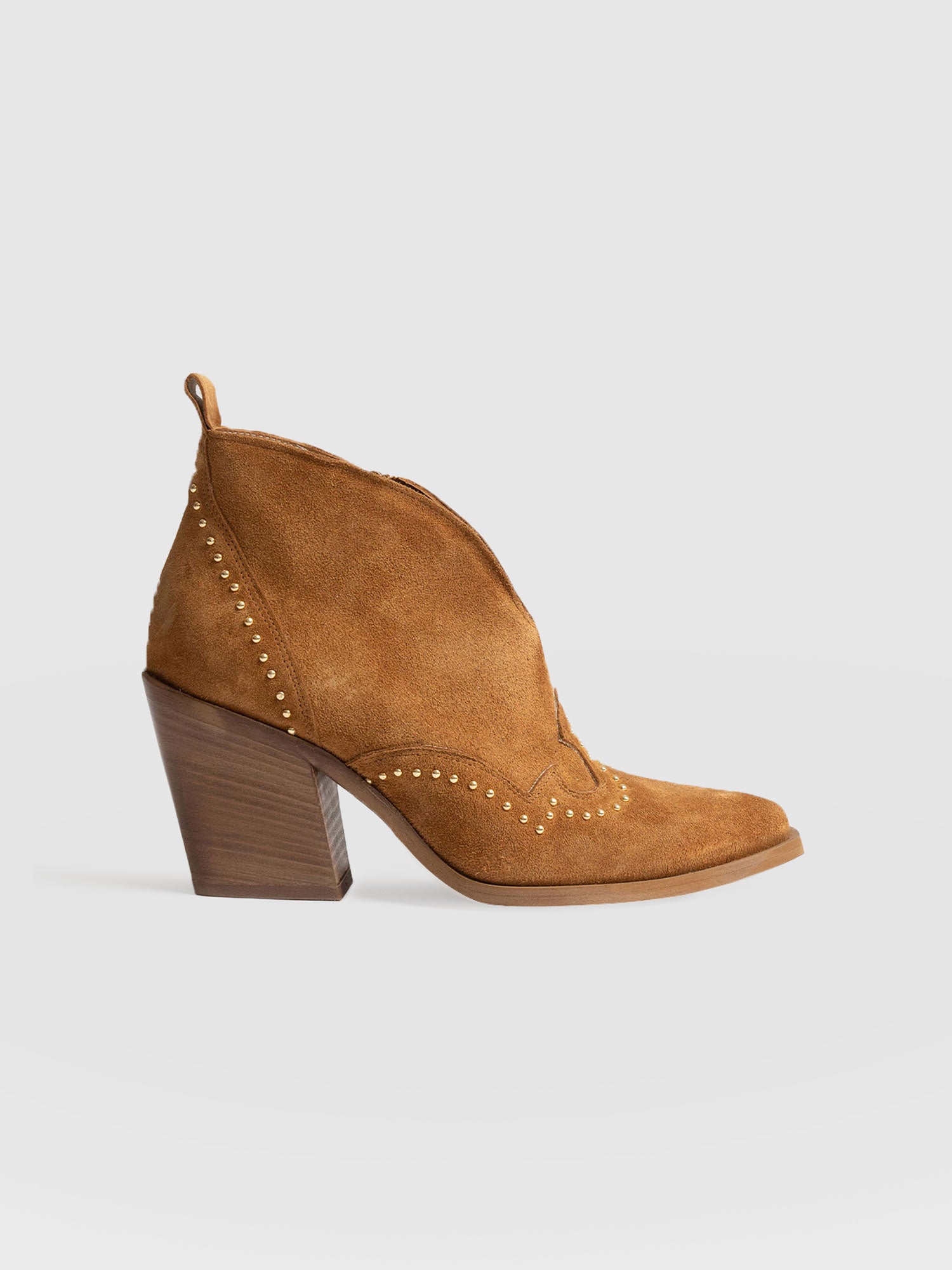 Dallas Studded Ankle Boot Tan - Women's Leather Boots | Saint + Sofia® EU