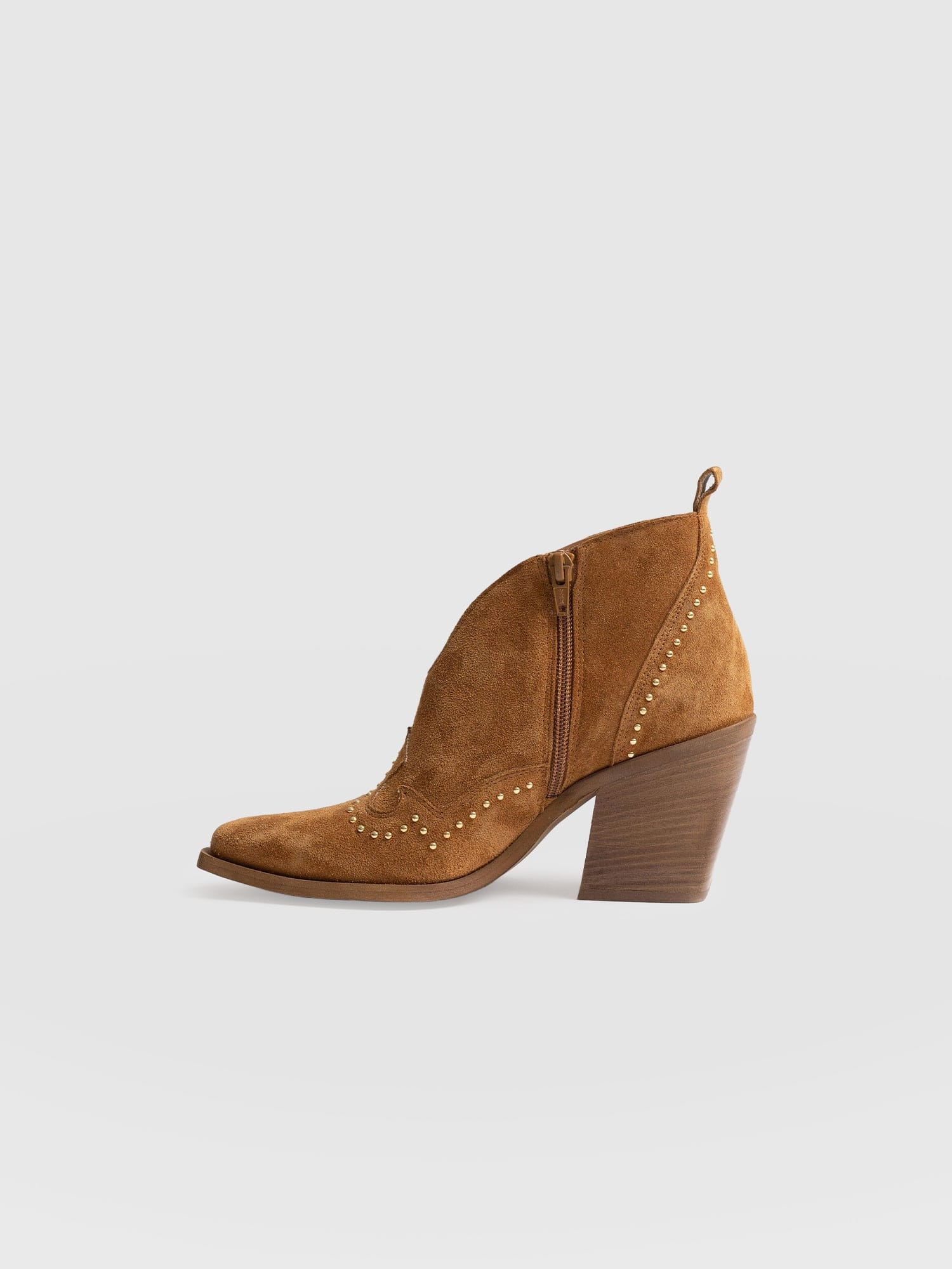 Dallas Studded Ankle Boot Tan - Women's Leather Boots | Saint + Sofia® EU