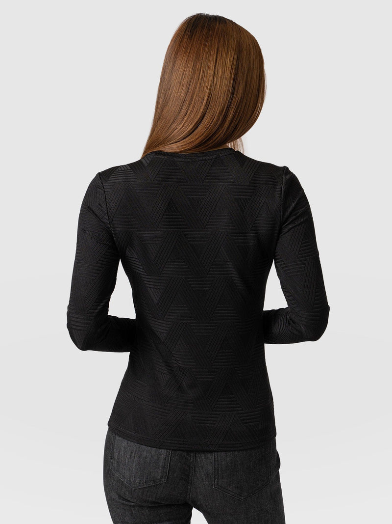 Darcey Long Sleeve Tee Black Jacquard - Women's Blouses | Saint + Sofia® EU