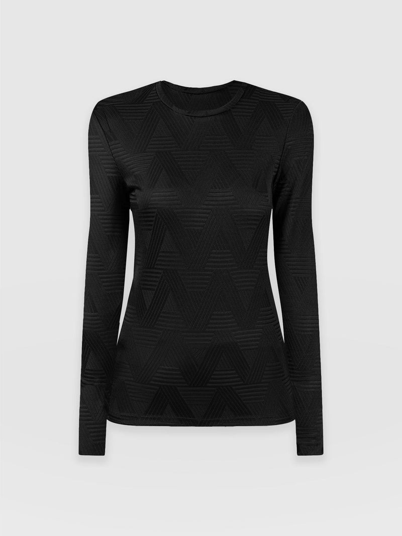 Darcey Long Sleeve Tee Black Jacquard - Women's Blouses | Saint + Sofia® EU