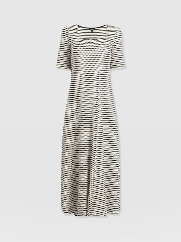 Darcey Short Sleeve Flared Dress Monochrome Jacquard - Women's Dresses | Saint + Sofia® UK
