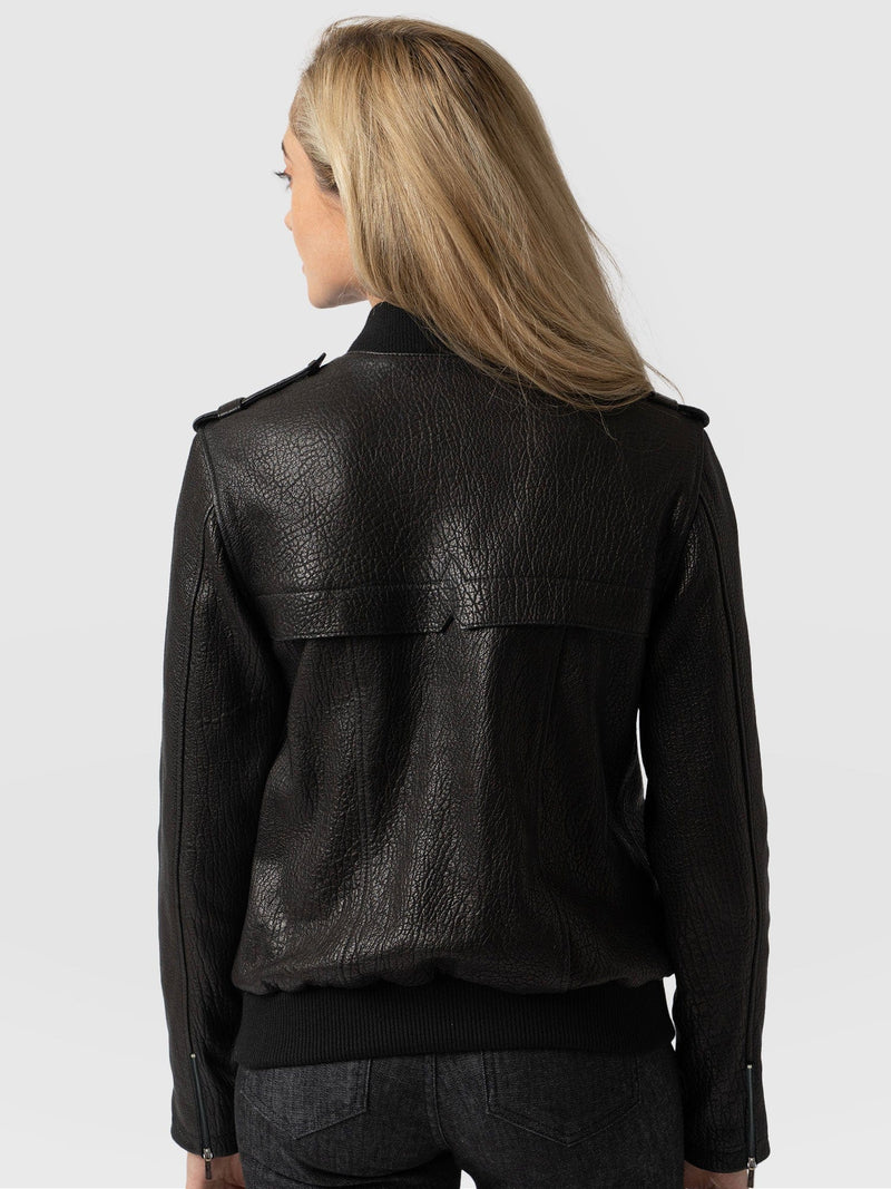 Delphi Leather Bomber Jacket Black - Women's Leather Jackets | Saint + Sofia® EU