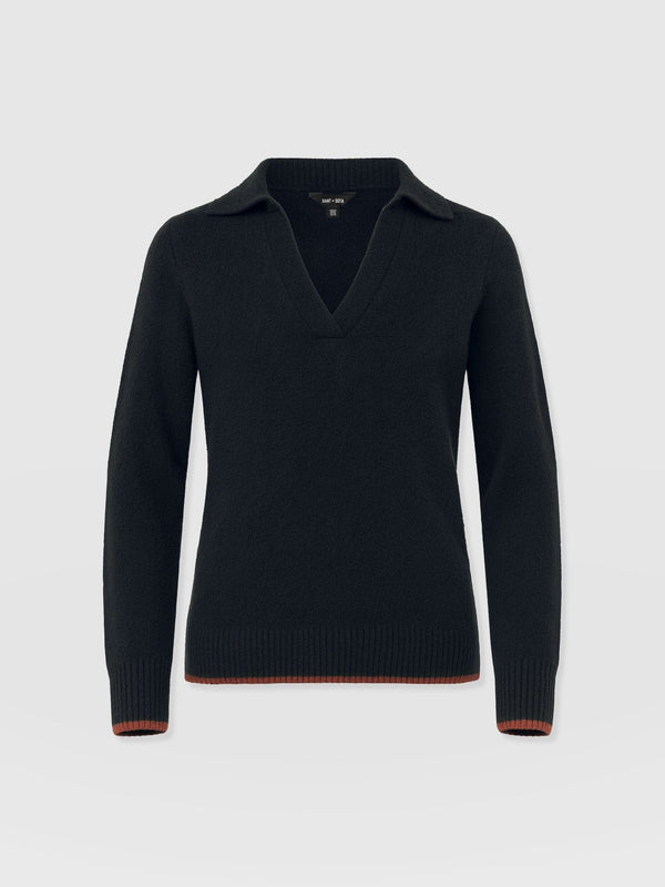 Delphi Polo Knit - Black - Women's T-shirts | Saint + Sofia® EU