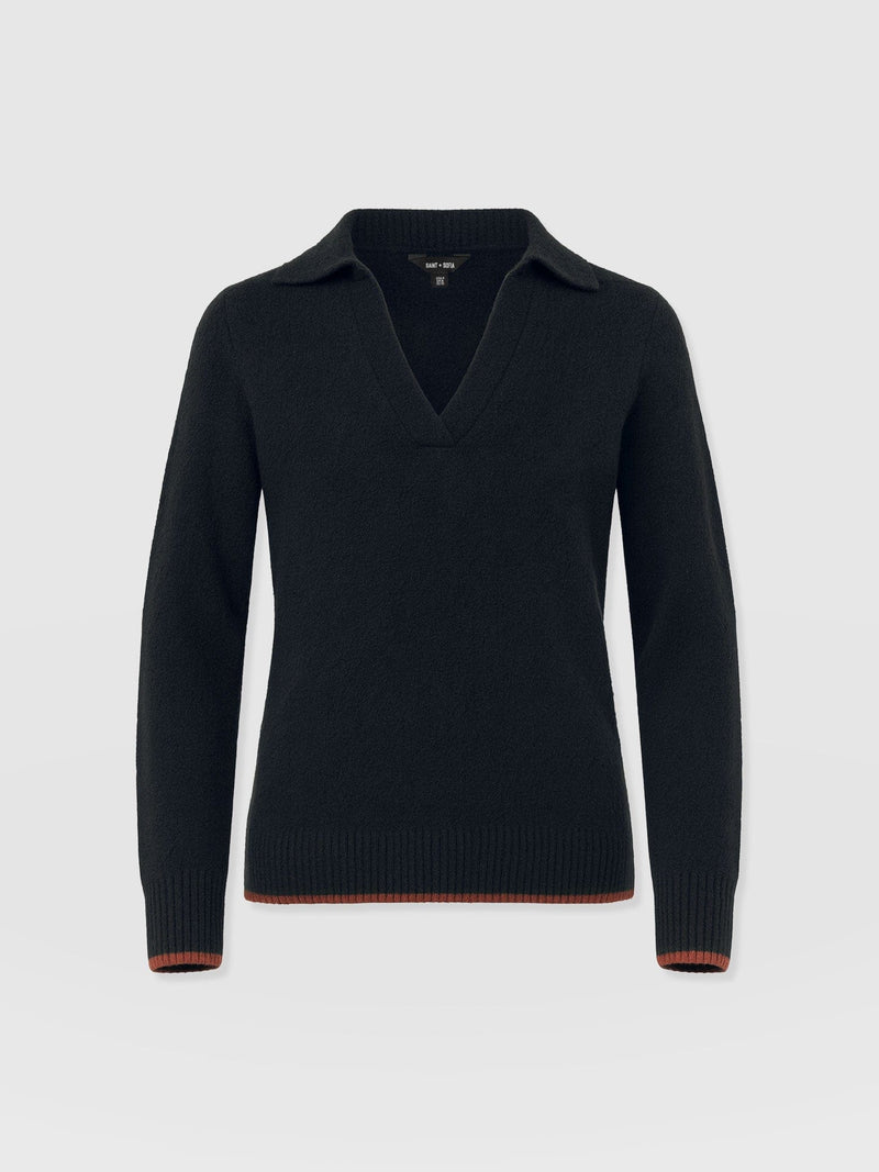 Delphi Polo Knit - Black - Women's T-shirts | Saint + Sofia® EU