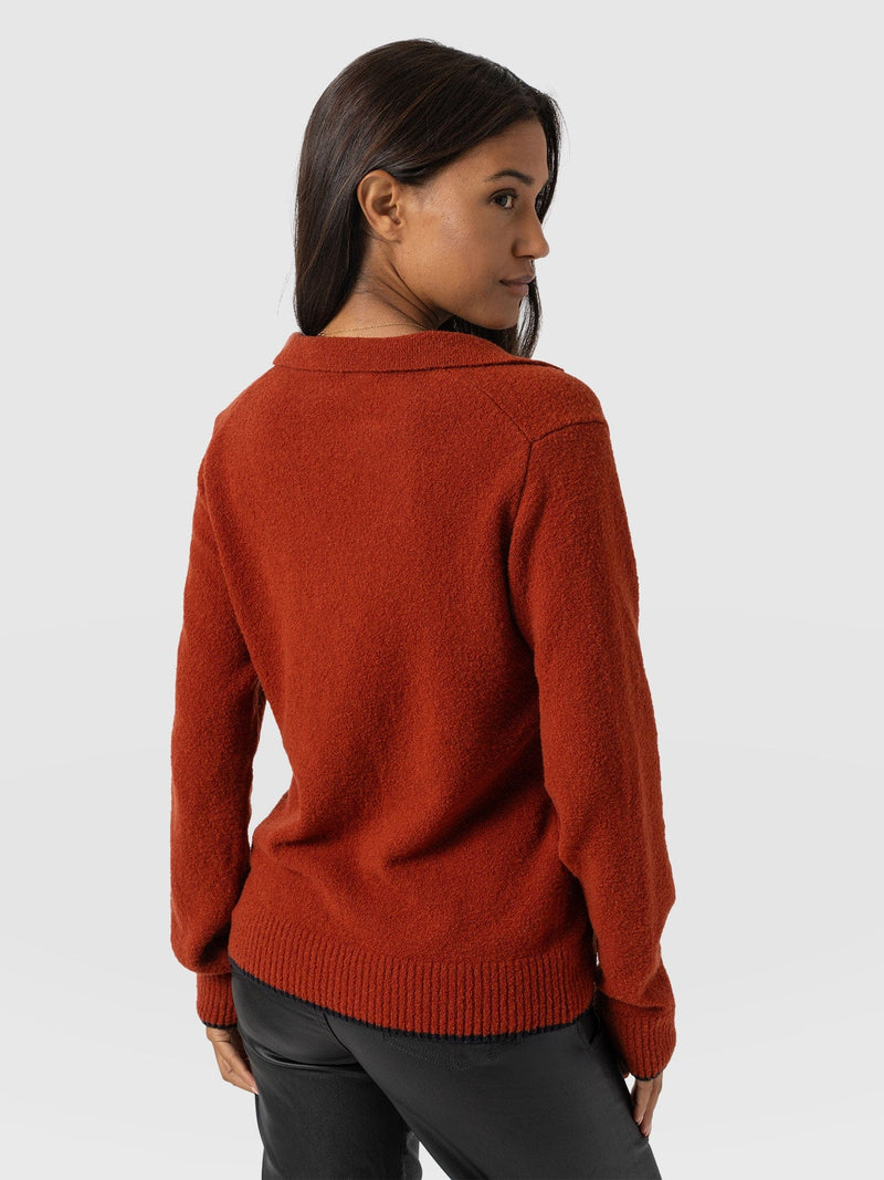 Delphi Polo Knit - Burnt Orange - Women's T-shirts | Saint + Sofia® EU