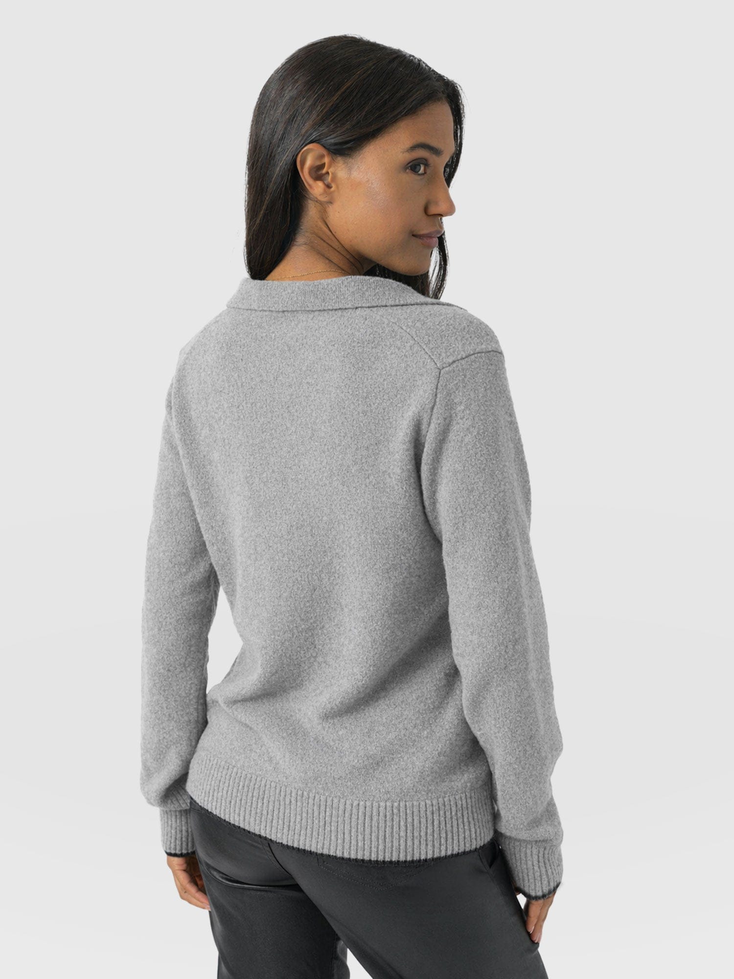 Delphi Polo Knit - Grey - Women's Jumpers | Saint + Sofia® EU