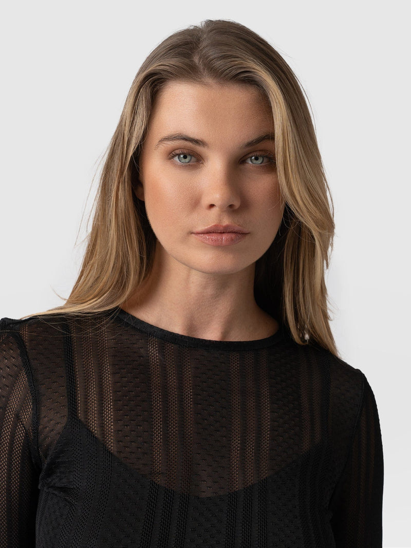 Demi Lace Long Sleeve Tee Black - Women's Tops | Saint + Sofia® EU