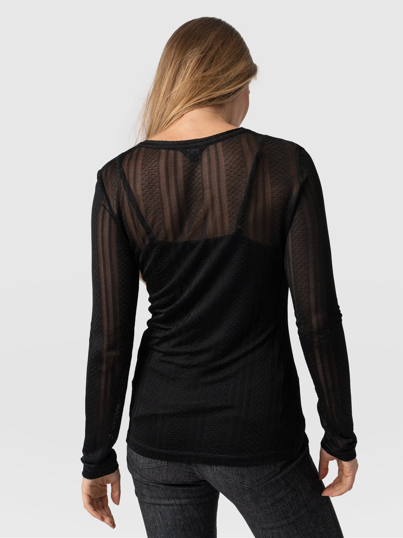 Demi Lace Long Sleeve Tee Black - Women's Tops | Saint + Sofia® EU