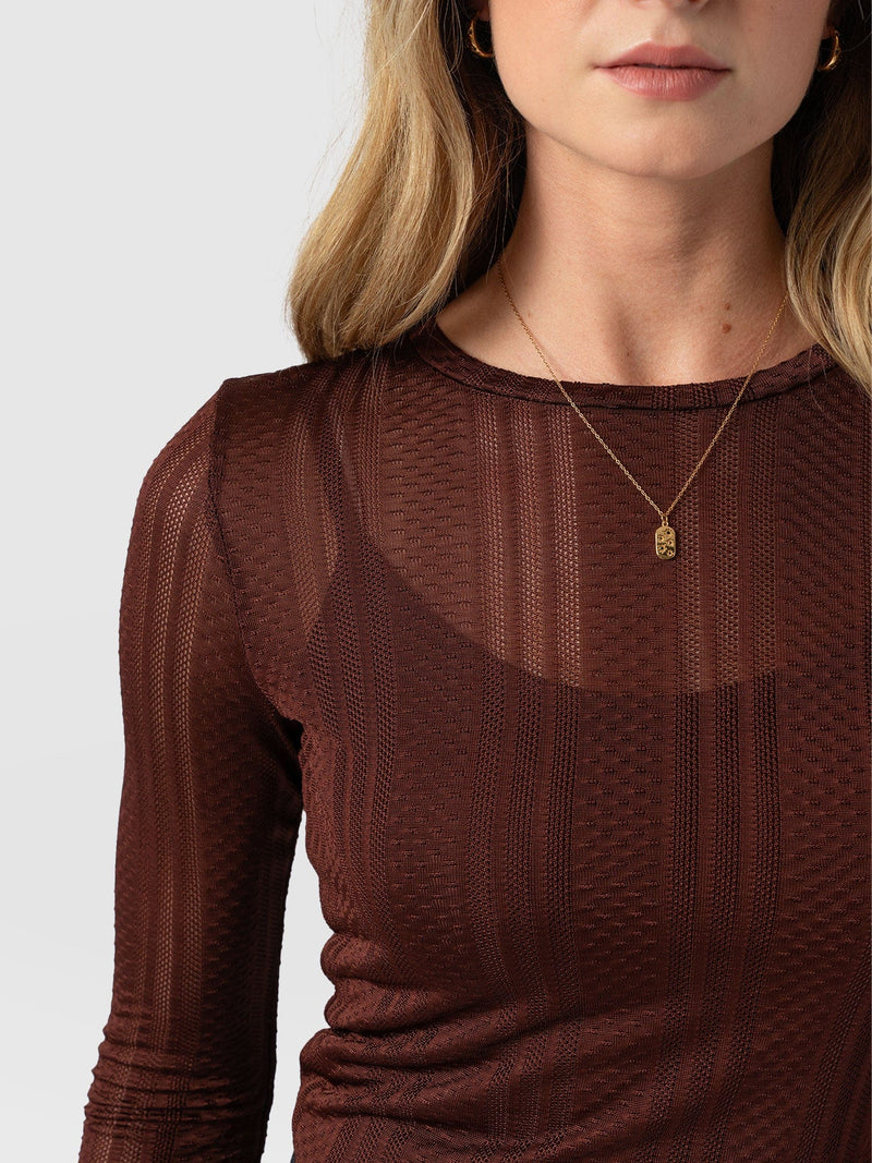 Demi Lace Long Sleeve Tee Maroon - Women's Tops | Saint + Sofia® EU