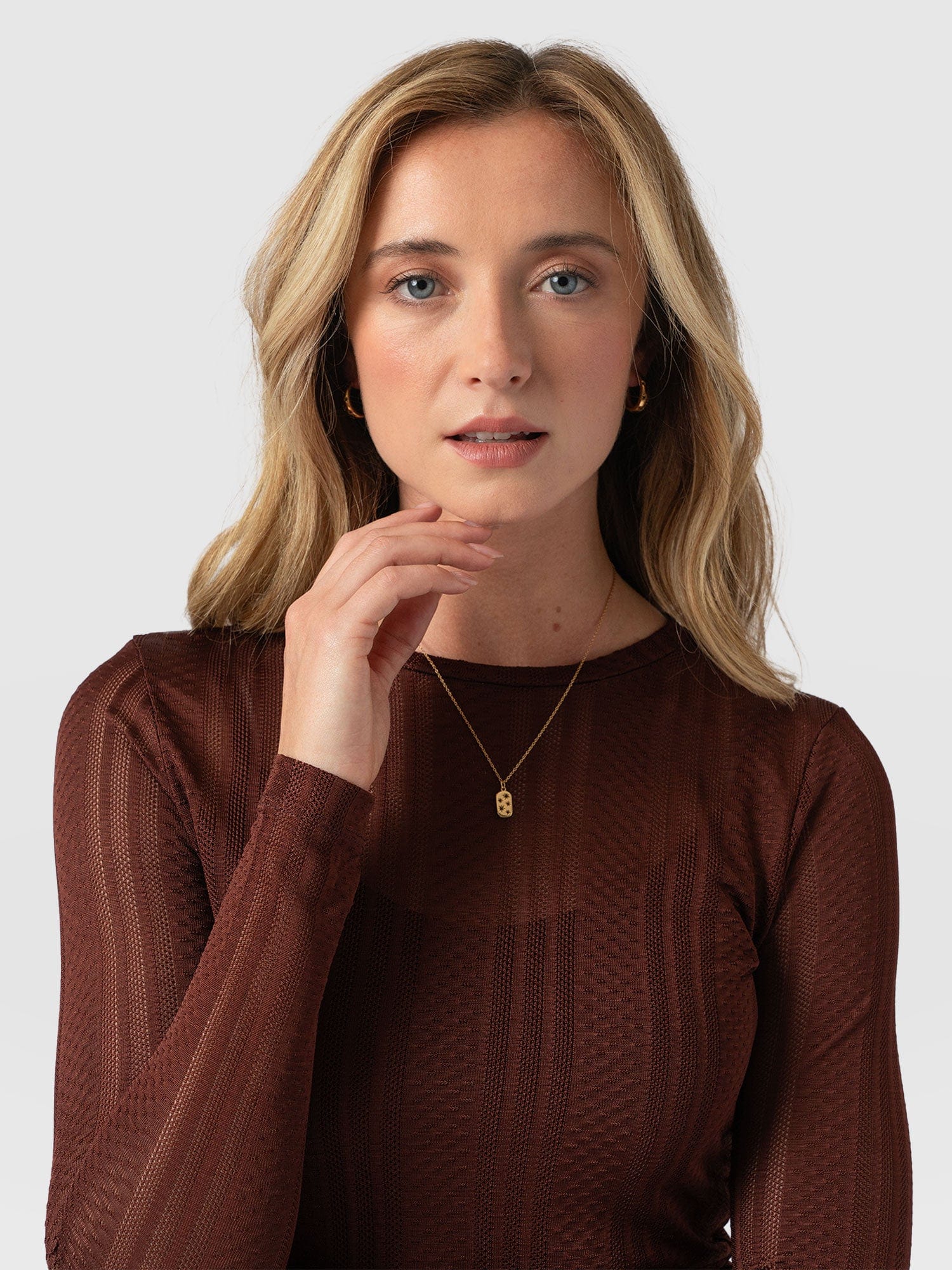 Demi Lace Long Sleeve Tee Maroon - Women's Tops | Saint + SofiaÂ® EU