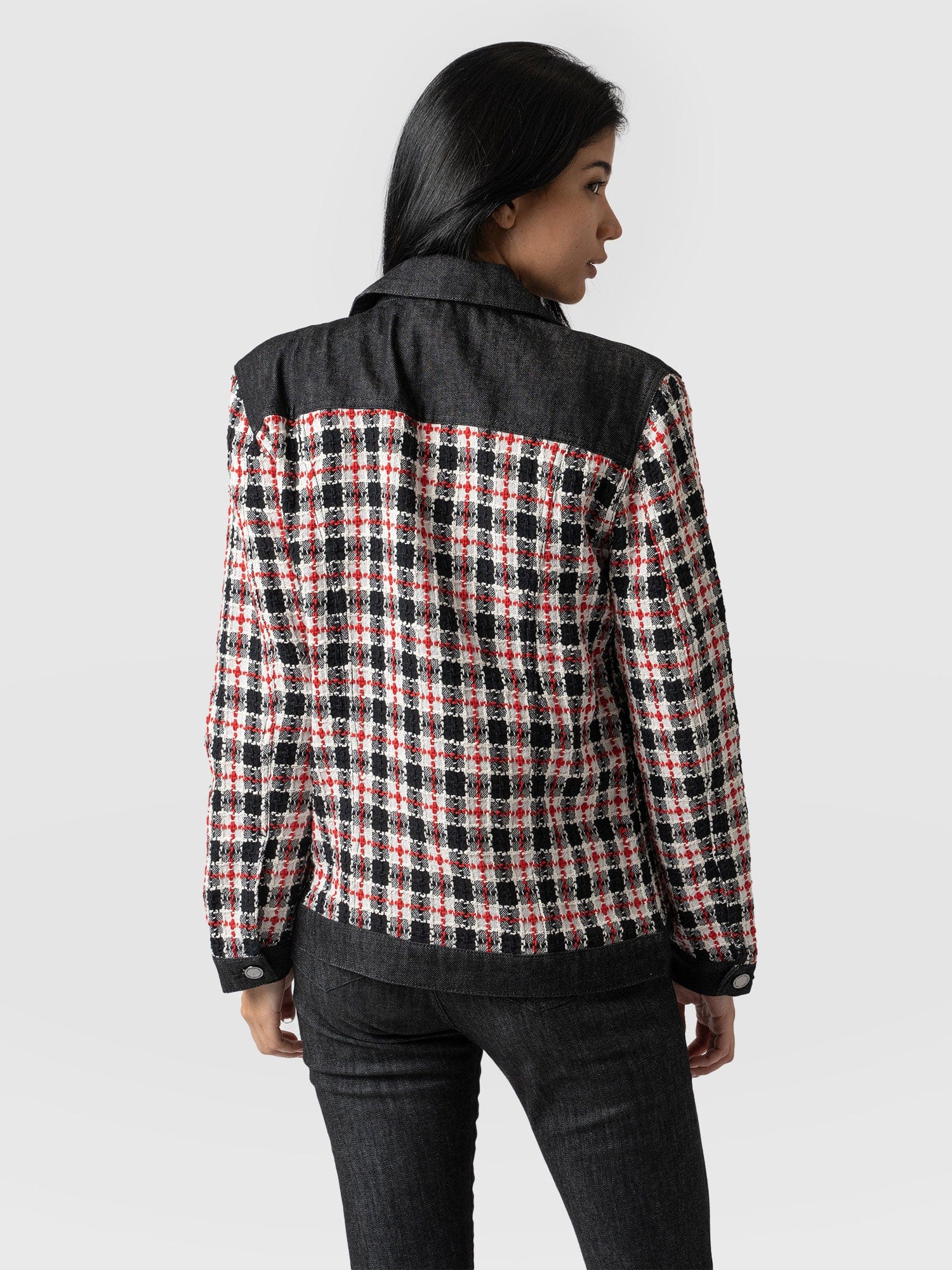 Denim Boucle Jacket Red - Women's Jackets | Saint + Sofia® EU