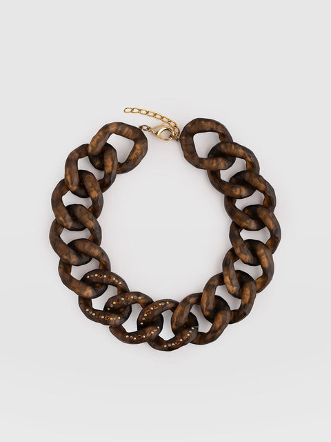 Diamante Chain Necklace - Brown - Women's Jewellers | Saint and Sofia® EU