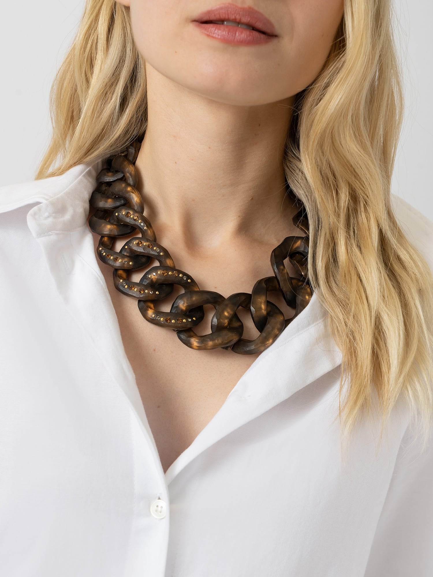 Diamante Chain Necklace - Brown - Women's Jewellers | Saint and Sofia® EU