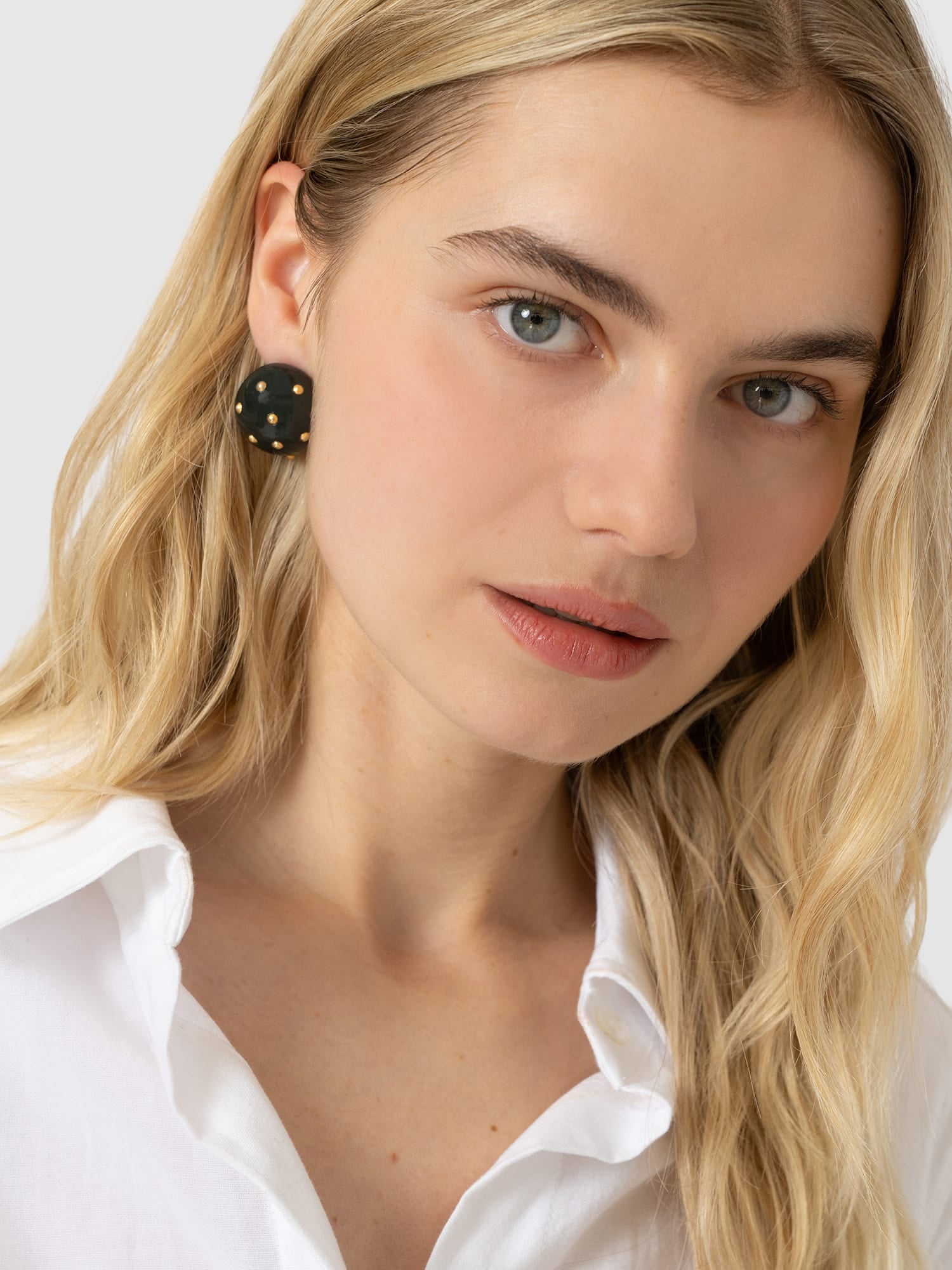 Diamante Stud Earrings - Dark Green/Gold - Women's Jewellers | Saint and Sofia® EU