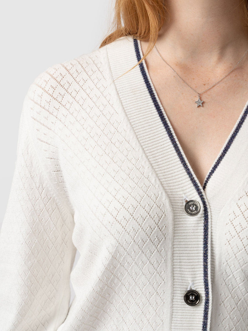 Diamond Knit Cardigan White - Women's Cardigans | Saint + Sofia® EU