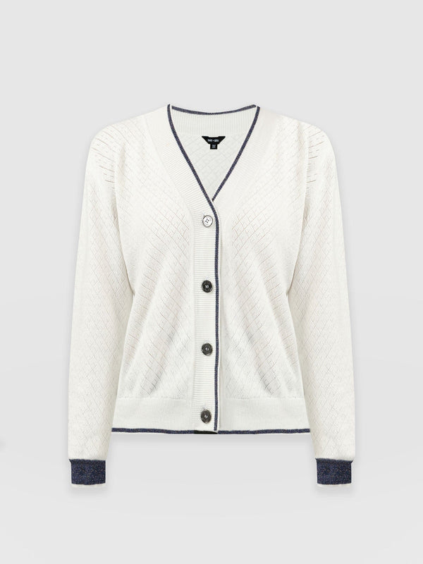 Diamond Knit Cardigan White - Women's Cardigans | Saint + Sofia® EU