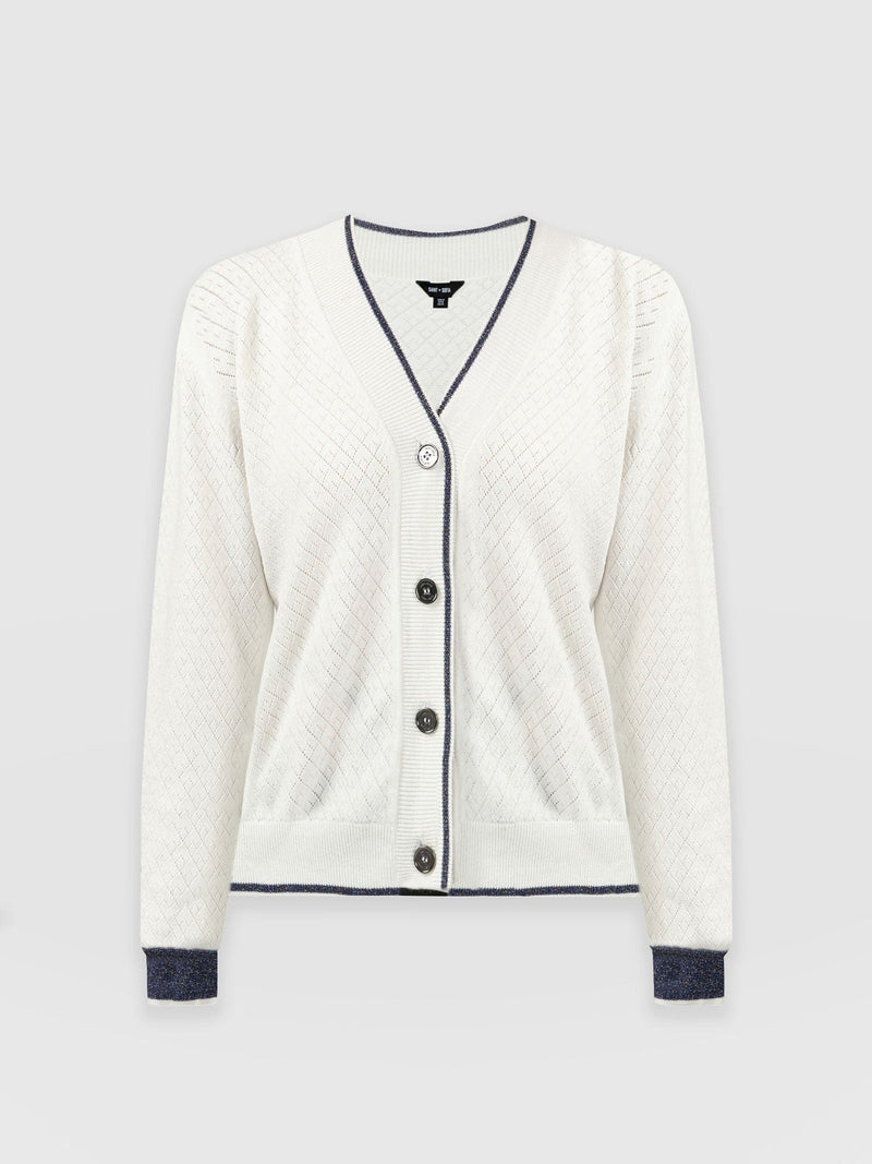 Diamond Knit Cardigan White - Women's Cardigans | Saint + Sofia® EU