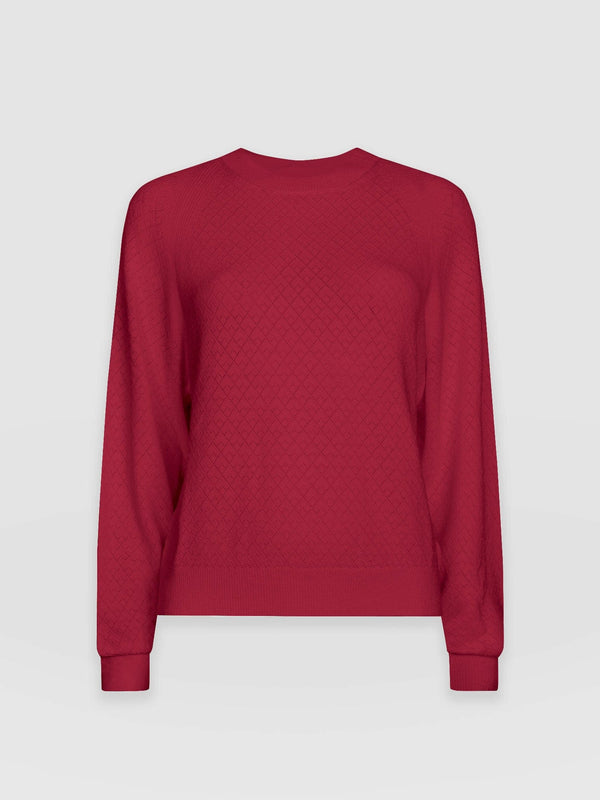 Diamond Knit Jumper Deep Pink - Women's Jumpers | Saint + Sofia® EU