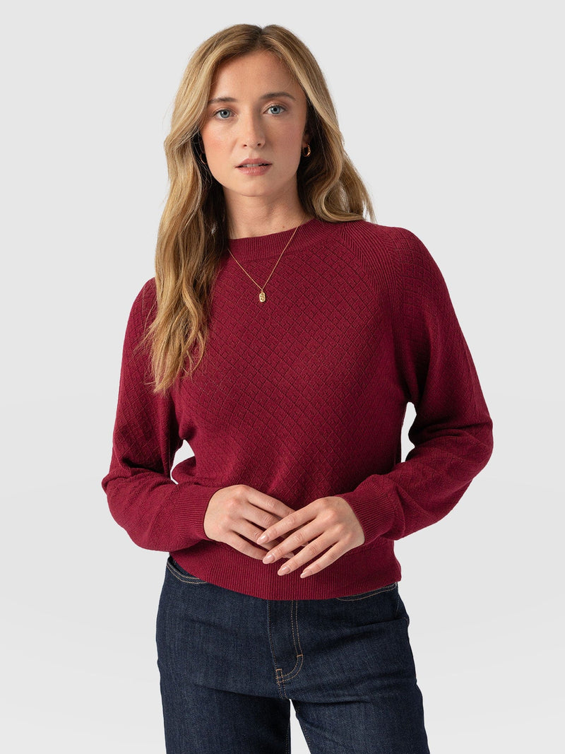 Diamond Knit Jumper Deep Pink - Women's Jumpers | Saint + Sofia® EU