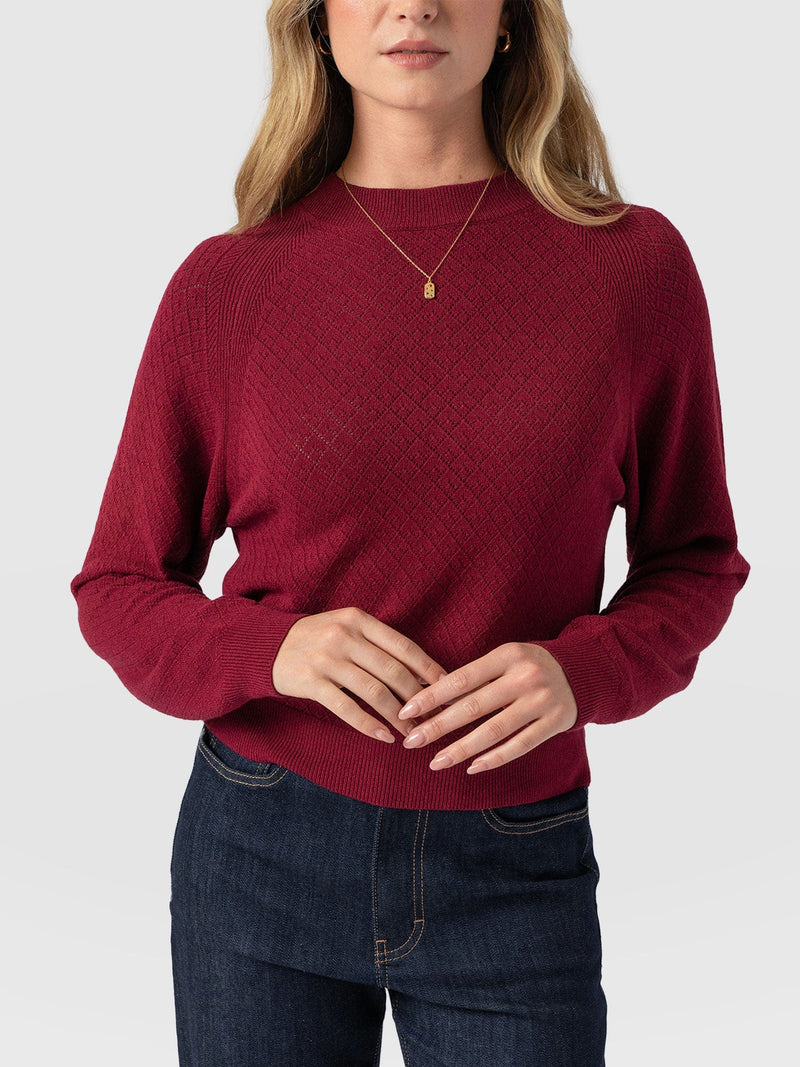 Diamond Knit Jumper Deep Pink - Women's Jumpers | Saint + Sofia® EU