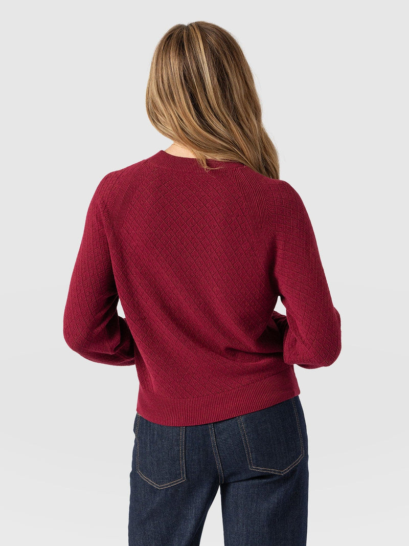 Diamond Knit Jumper Deep Pink - Women's Jumpers | Saint + Sofia® EU