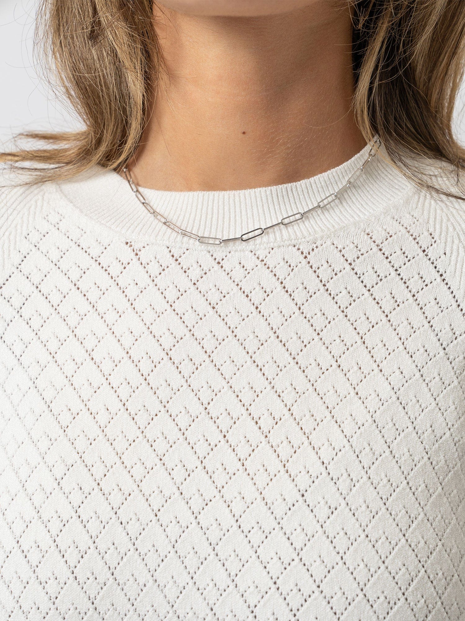 Diamond Knit Jumper White - Women's Sweaters | Saint + Sofia® EU