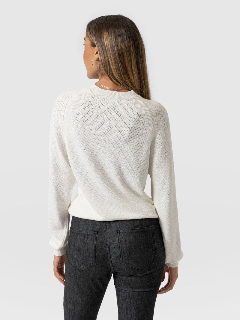Diamond Knit Jumper White - Women's Sweaters | Saint + Sofia® EU