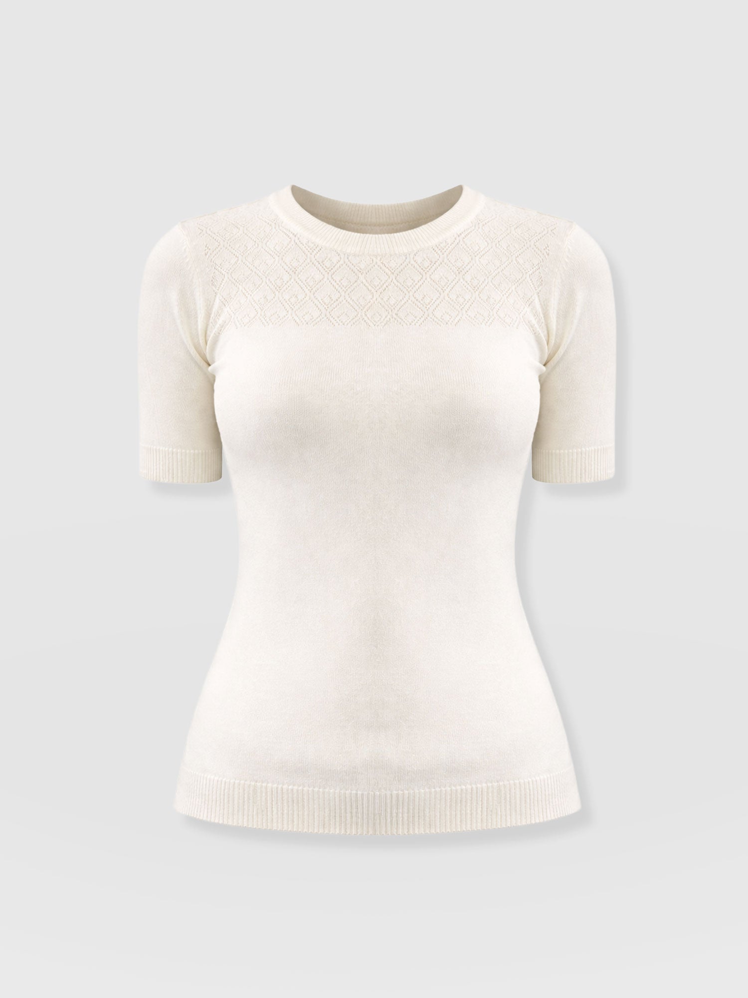 Diamond Knit Tee - Cream - Women's Jumpers | Saint + Sofia® EU