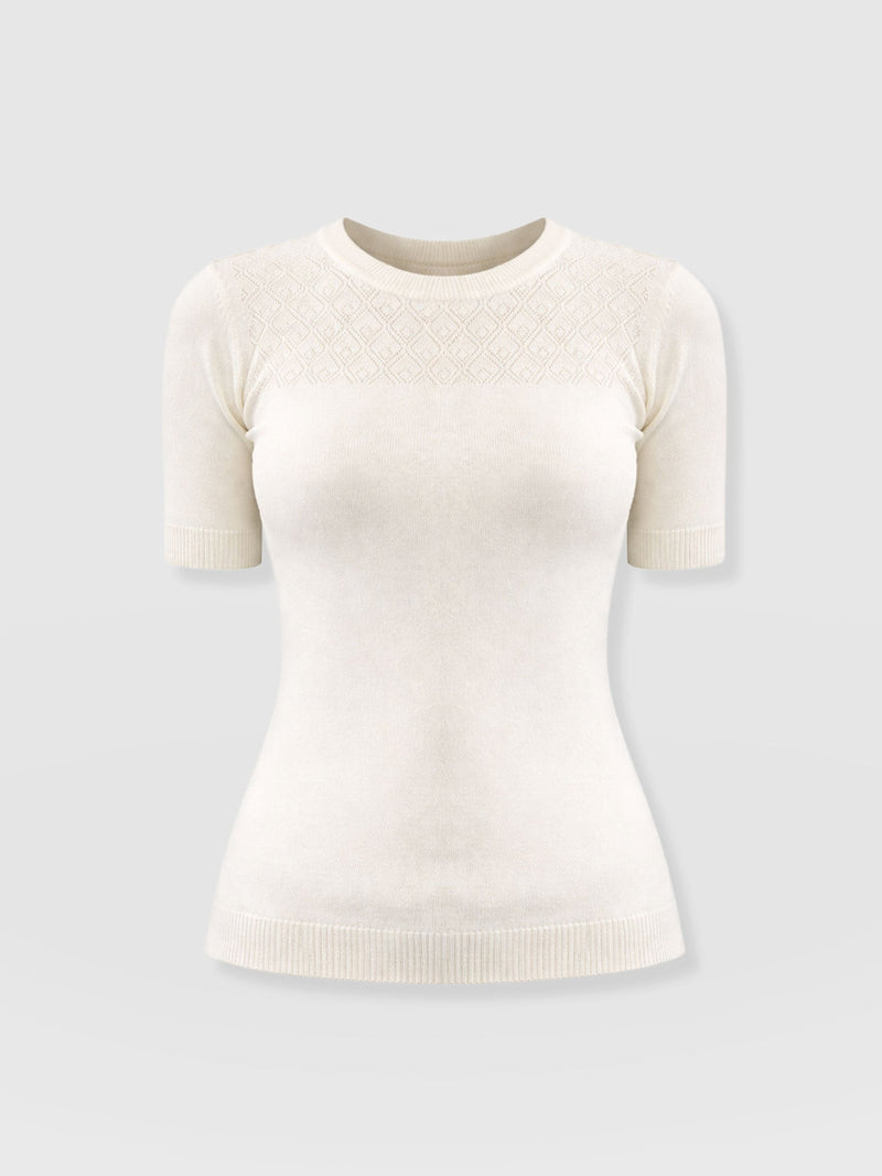 Diamond Knit Tee - Cream - Women's Jumpers | Saint + Sofia® EU
