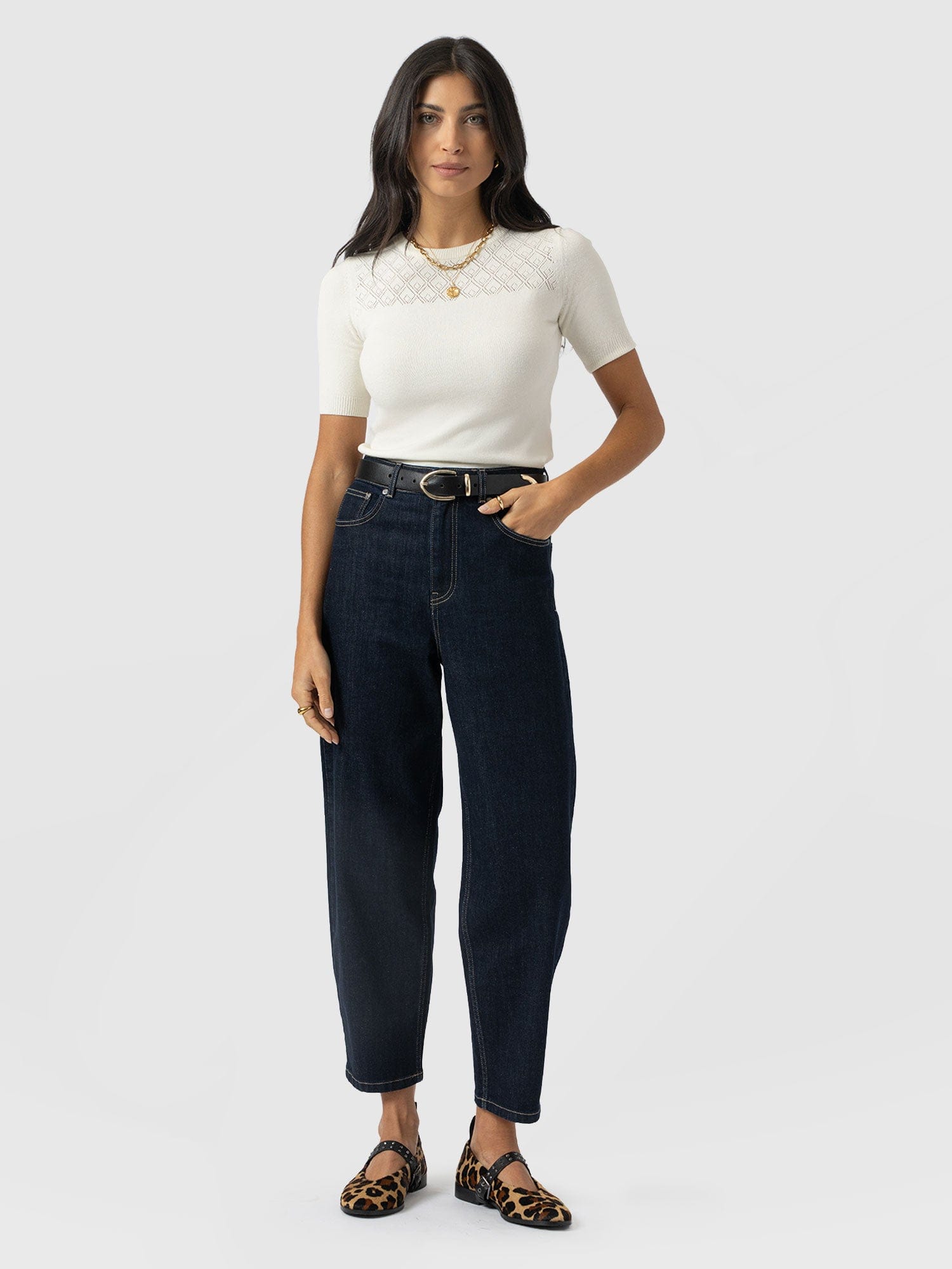 Diamond Knit Tee - Cream - Women's Jumpers | Saint + Sofia® EU