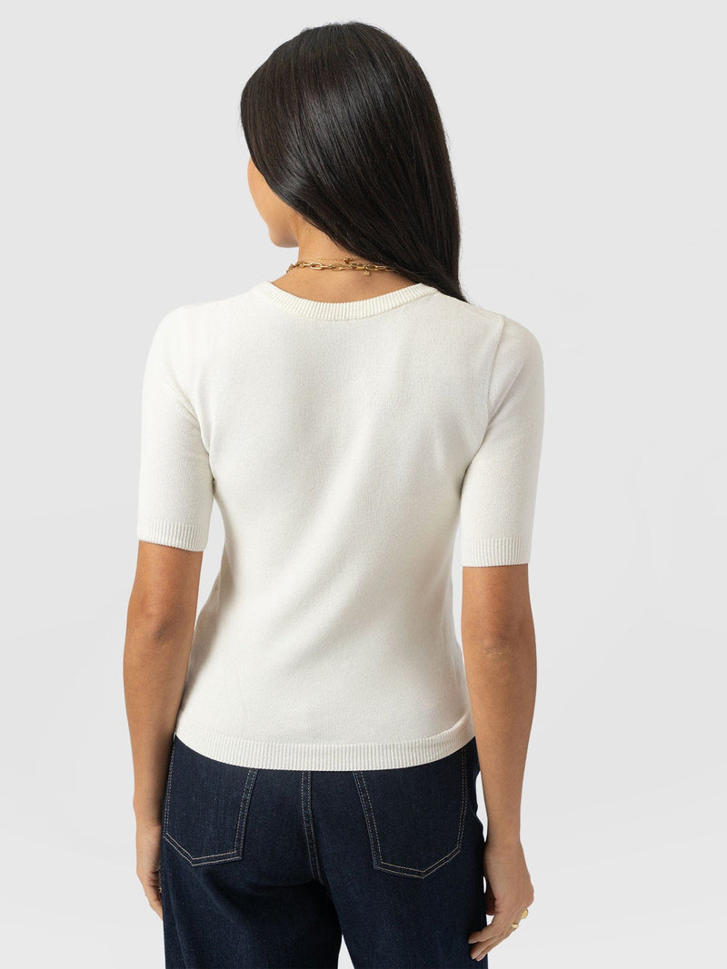 Diamond Knit Tee - Cream - Women's Jumpers | Saint + Sofia® EU