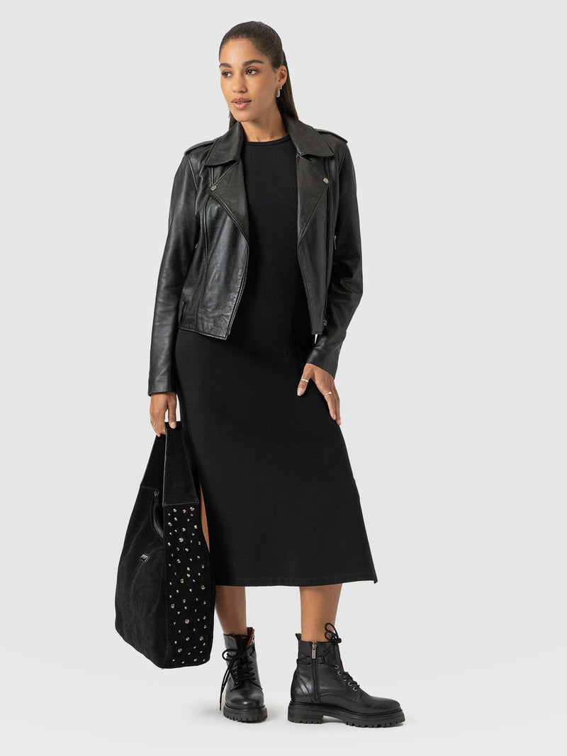 Easy T-Shirt Midi Dress - Black - Women's Dresss | Saint + Sofia® EU