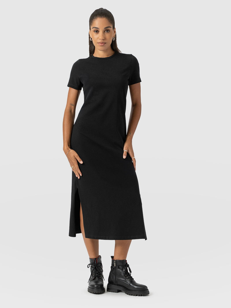 Easy T-Shirt Midi Dress - Black - Women's Dresss | Saint + Sofia® EU