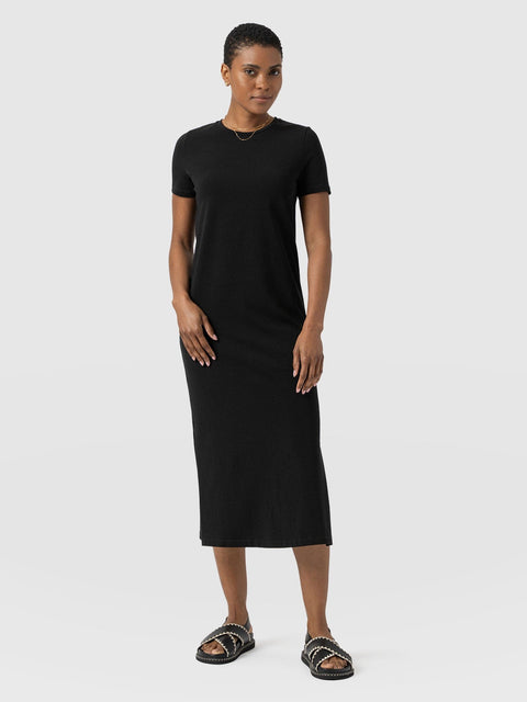 Easy T-Shirt Midi Dress - Black - Women's Dresss Easy T-Shirt Midi Dress - Black - Women's Dresss