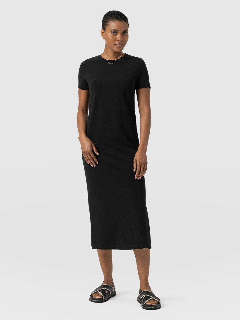 Easy T-Shirt Midi Dress - Black - Women's Dresss | Saint + Sofia® EU