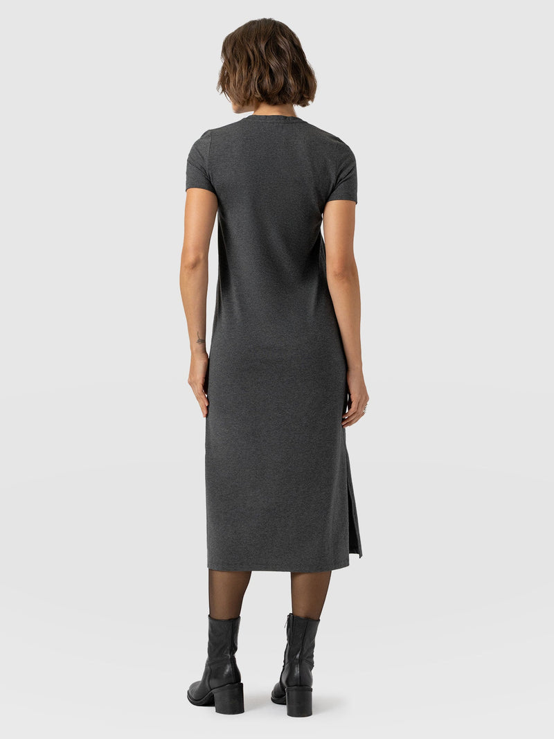 Easy T-Shirt Midi Dress - Charcoal - Women's Dresss | Saint + Sofia® EU