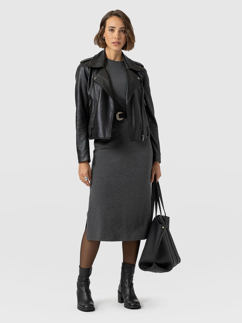 Easy T-Shirt Midi Dress - Charcoal - Women's Dresss | Saint + Sofia® EU