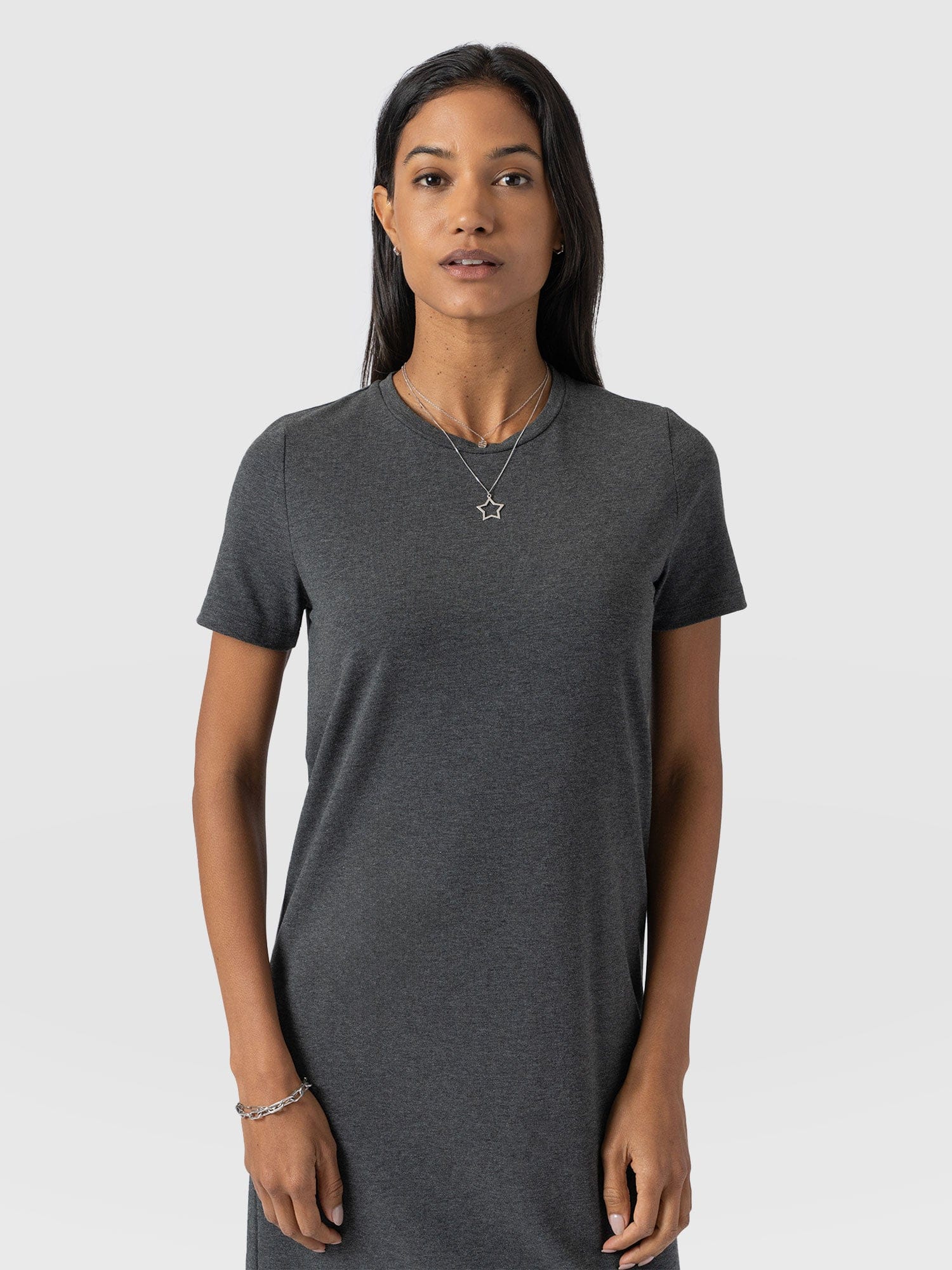 Easy T-Shirt Midi Dress - Charcoal - Women's Dresss | Saint + Sofia® EU