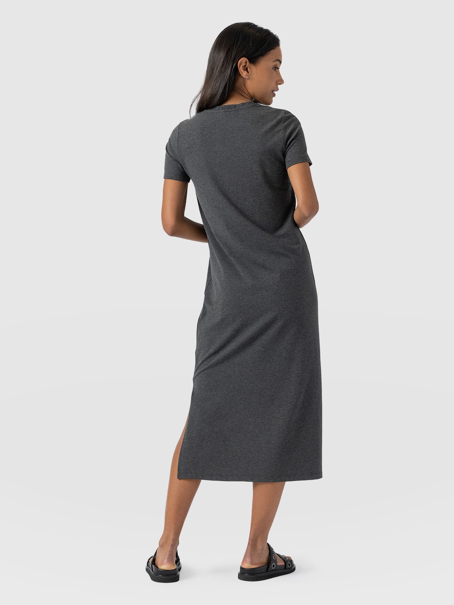 Easy T-Shirt Midi Dress - Charcoal - Women's Dresss | Saint + Sofia® EU
