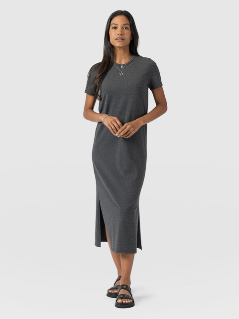 Easy T-Shirt Midi Dress - Charcoal - Women's Dresss | Saint + Sofia® EU