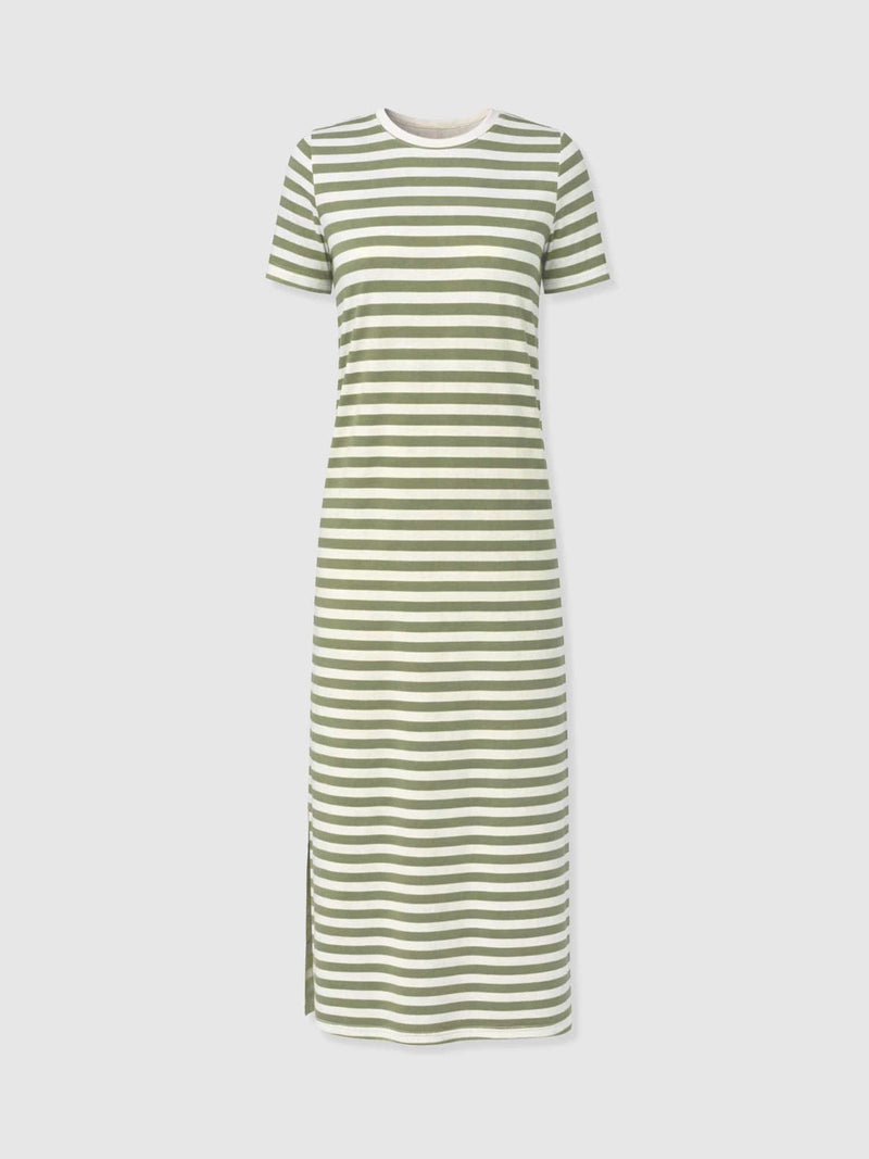 Easy T - Shirt Midi Dress - Green Stripe - Women's Dresses | Saint + Sofia® EU