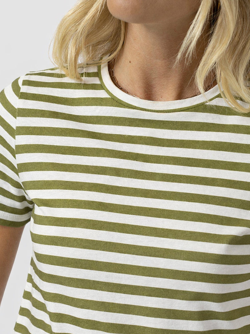 Easy T - Shirt Midi Dress - Green Stripe - Women's Dresses | Saint + Sofia® EU